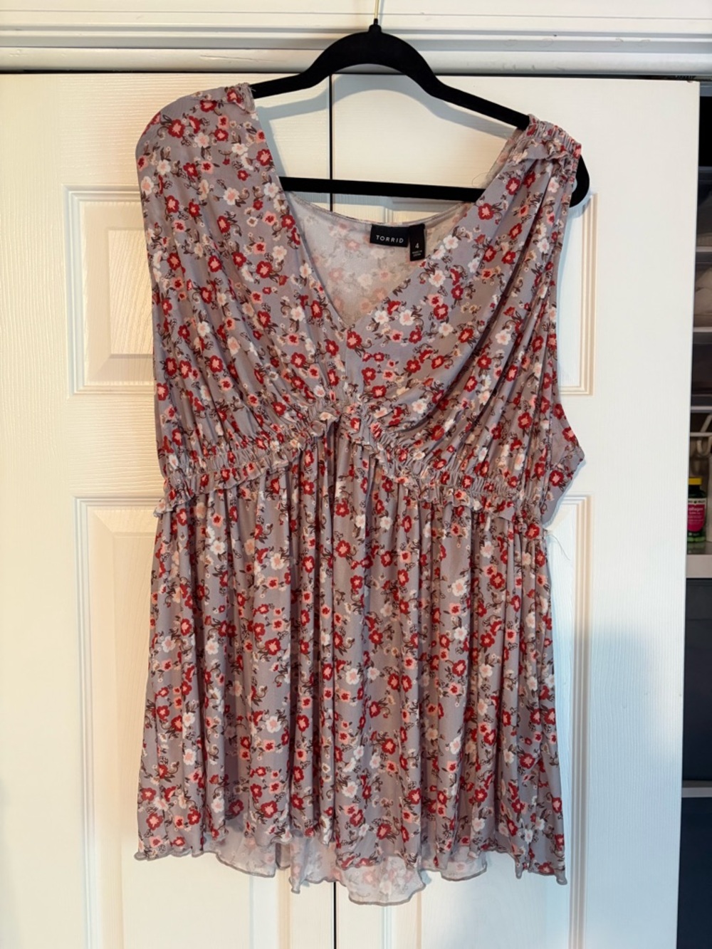 Torrid Floral Scoop Neck Chiffon Top - Pink & Cream